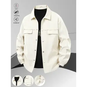 A retro workwear style double chest pocket jacket with metal buttons for a relaxed fit, perfect for urban wanderers and outdoor explorers, featuring a structured yet casual vibe.