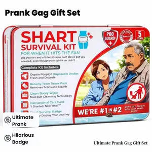 Funny Shart Survival Kit – Ultimate Prank Gag Gift Set with Wet Wipes, Disposable Underwear, Tissues & Hilarious Badge Emergency Kit Joke Essentials