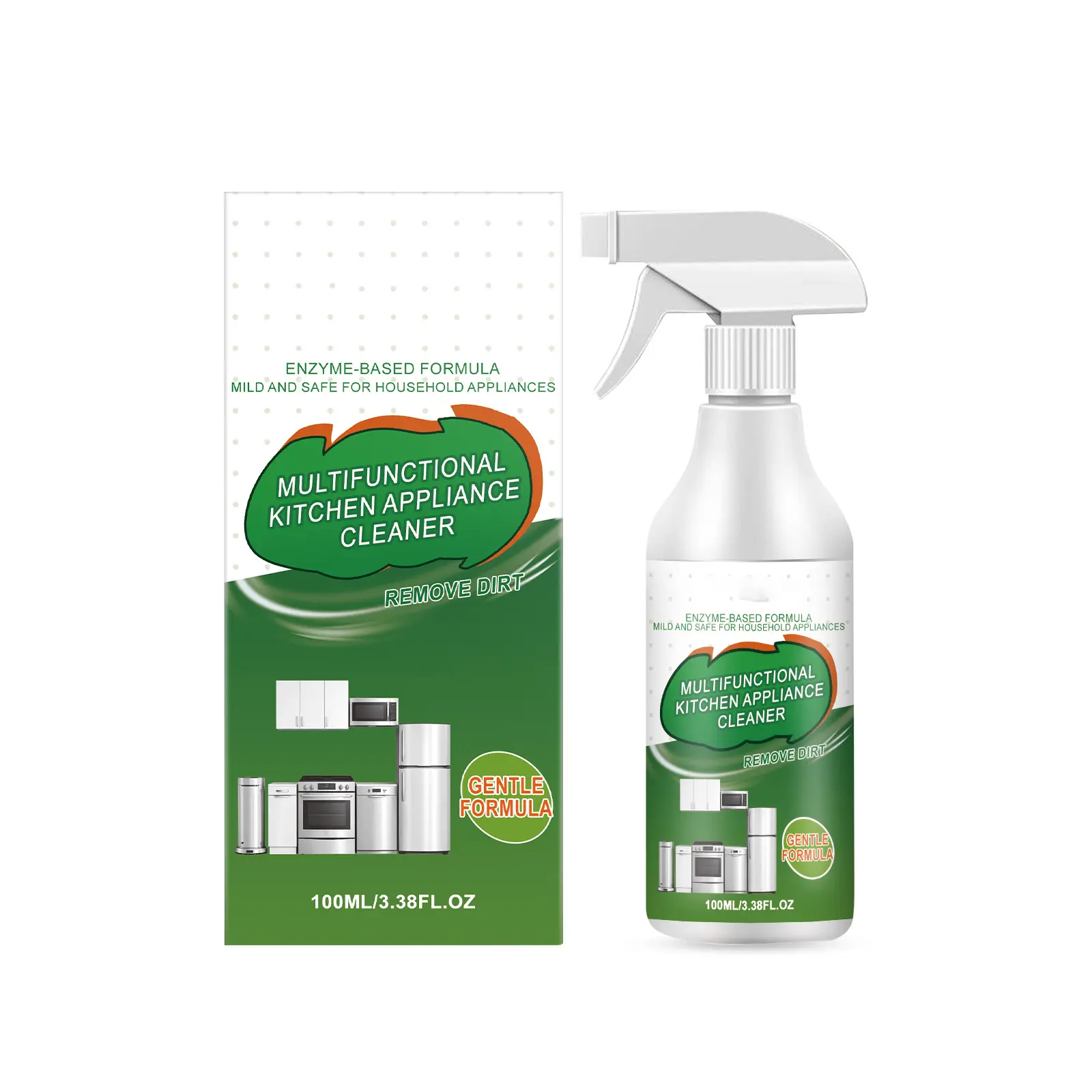 Mild Kitchen Appliance Cleaner, Powerful Grease & Grime Remover Cleanser, Restores Glossy Shine for Stove Blender Microwave, Household Kitchen Equipment Daily Maintenance Cleaning Supplies