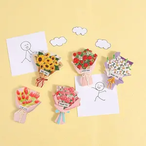 5 Mini Flower Refrigerator Magnets, Cute Beautiful Floral Fridge Stickers, 3D Flower Design, Refrigerator Magnets Decorative, Kitchen and Home Decor, Decoration