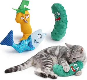 Puretoy 3 Pack Pickled Yummies Cat Toy Set, 100% Premium Cat Herb Filling, Natural Stimulation for Cats, Kicking & Teething Toys, Perfect Kitten Toys