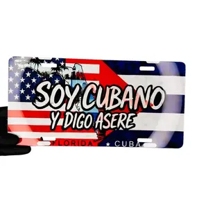 Personalized Car License Plate, Custom Cuban "Soy Cubano y Digo ASERE" Themed Auto Exterior Accessory, American-Inspired Vehicle Number Plate, Personalized Car Plate