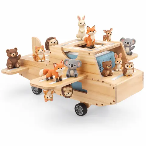 Airplane Toy Storage Shelf for Toniebox(Only Shelf), Figures | Holds 20-50 Tonies Characters with Charging Slot | Fun Kids' Organizer, Wooden Display Shelf for Bedroom & Playroom