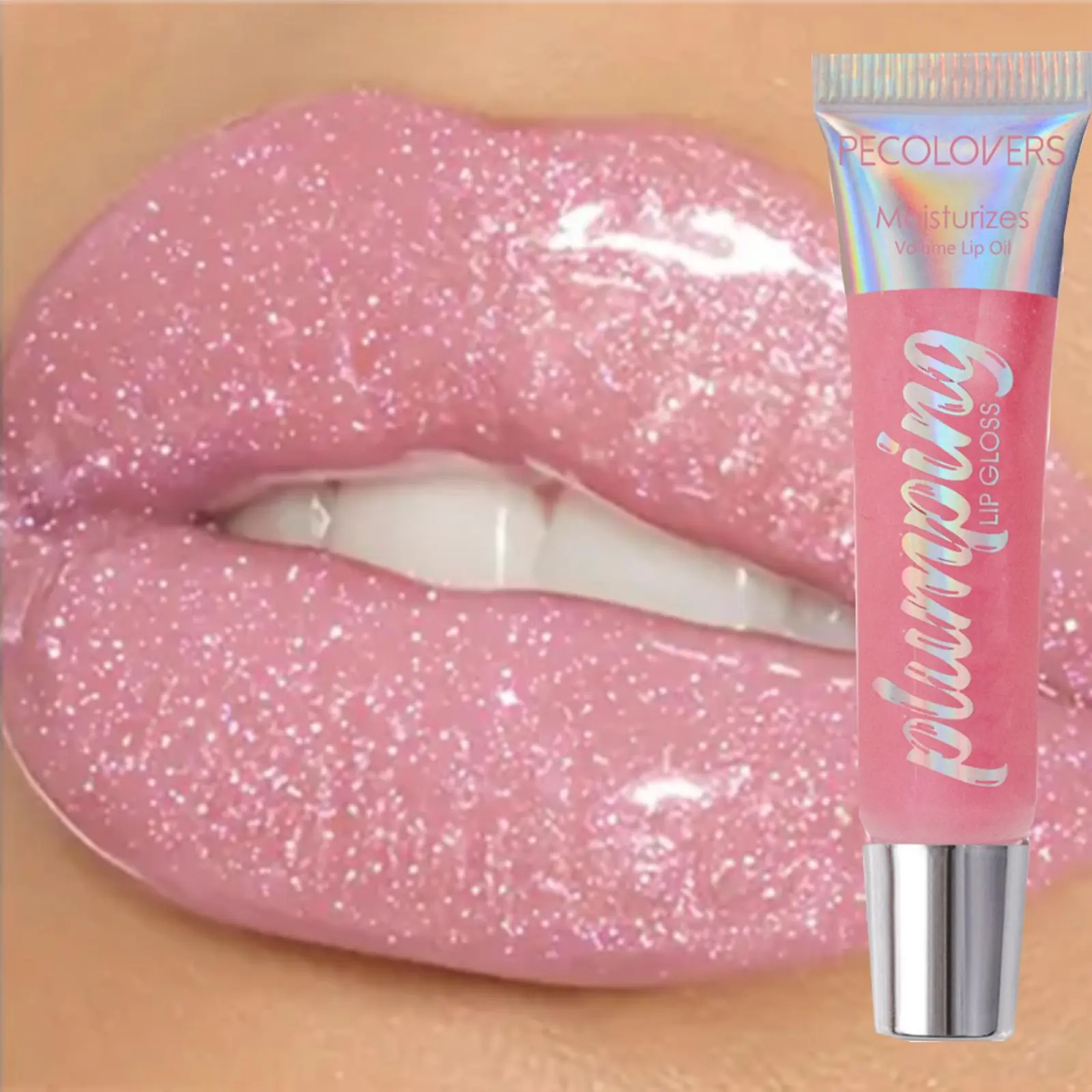 1PC Long-lasting Moisturizing Hydrating Plumping Glittery Lip Gloss Glimmer Gloss - Mirror-based Gloss, Not Easy To Fade, Fine Glitter, Bright Color, Non-stick, Suitable for All Skin Types Moisturizer Plumping Lip Polish Glossy Lipgloss