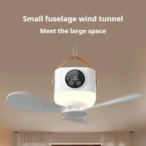 Portable Ceiling Fan Mini USB Camping Tent Fans Light with Remote with 3 Detachable Fan 7200mAh Battery Operated Rechargeable Smart Timingr 4 Adjustable Wind Speeds for Outdoor Dorm, Tent Fan, Outdoor Cooling, Dorm Room Essentials, Compact Design, Lightwe