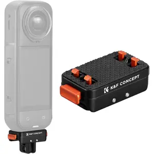 K&F CONCEPT Upgrade Magnetic Quick Release Tripod Mount, Foldable Silicone Clip Camera Accessory, 1/4 Screw Hole Adapter, Safety Lock, Compact Aluminum Alloy Expansion Base for Insta360 X5, X4 Air, Ace Pro 2 Selfie Support