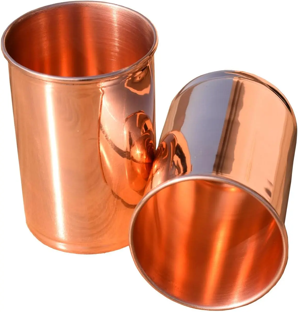 Copper Drinking Cups - Ayurvedic Health Pure Tumblers - 2 Pcs. Set - 300 ml Traveller's Glass