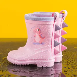 Toddler Dino Rain Boots Boys Girls 1-8Y Anti-Slip Mid-Calf Kids Rain Shoes Waterproof Comfortable for School Play Outdoor Activities