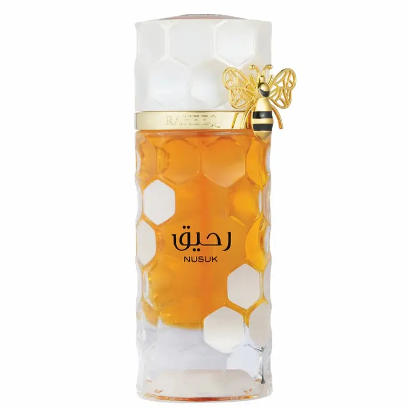 Nusuk Raheeq Extrait de Parfum 100ml (3.4oz) Unisex Long-Lasting Cozy Candy-Flavored Musk Zesty Elevated Fragrance with Sweet Honey, Vanilla, Amber Notes