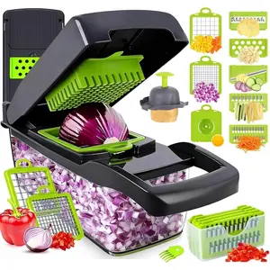 Mandoline Slicer – 7 Stainless Steel Blades for Onion, Potato, Salad – Safe, Easy Clean & Dishwasher Safe Kitchen Gadget – Ideal for Parents