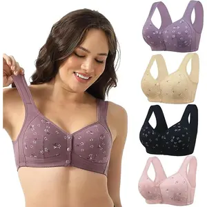 Daisy Bras for Women, Front Snap Closure Padded Bra for Older Senior Women, No Underwire Comfortable Bra