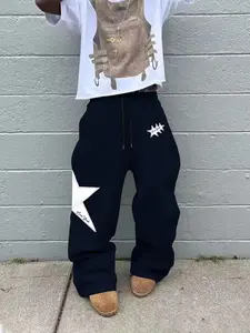 Men's Fashion Casual Straight Leg Pants, Star Print Drawstring Waist Sweatpants, Casual Streetwear Trousers, Summer Fitted Street Style, Perfect for Daily Wear