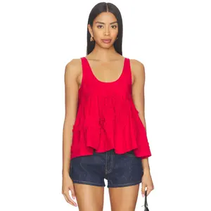 Damson Madder Stella Ruffle Cami Top in Red
