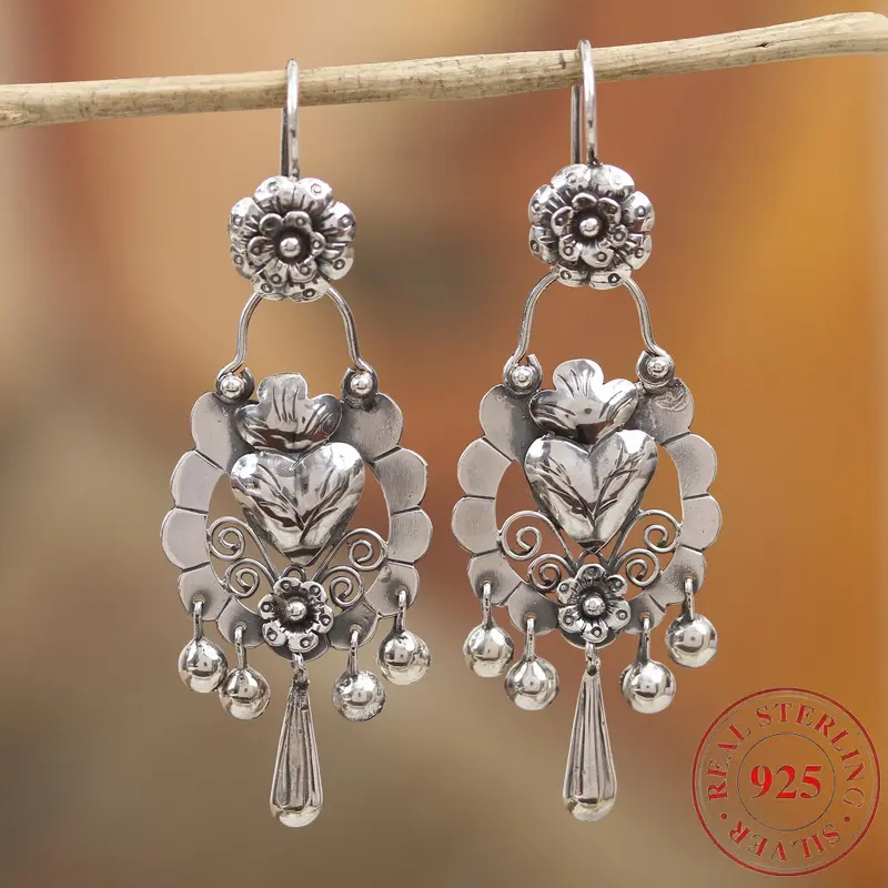 925 sterling silver Bohemian retro flower-loving earrings are perfect for daily wear and all kinds of clothing. "Heartfelt flowers" are ideal gifts for friends and relatives magnetic earrings non tarnish jewelry earrings for women