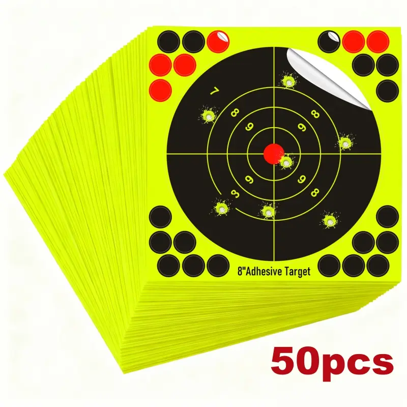 Splatter Shooting Targets, 8-inch Adhesive Reactive Stickers with High-Visibility Yellow Bursts for Indoor and Outdoor Range Practice (50/100 Pack), Equipment