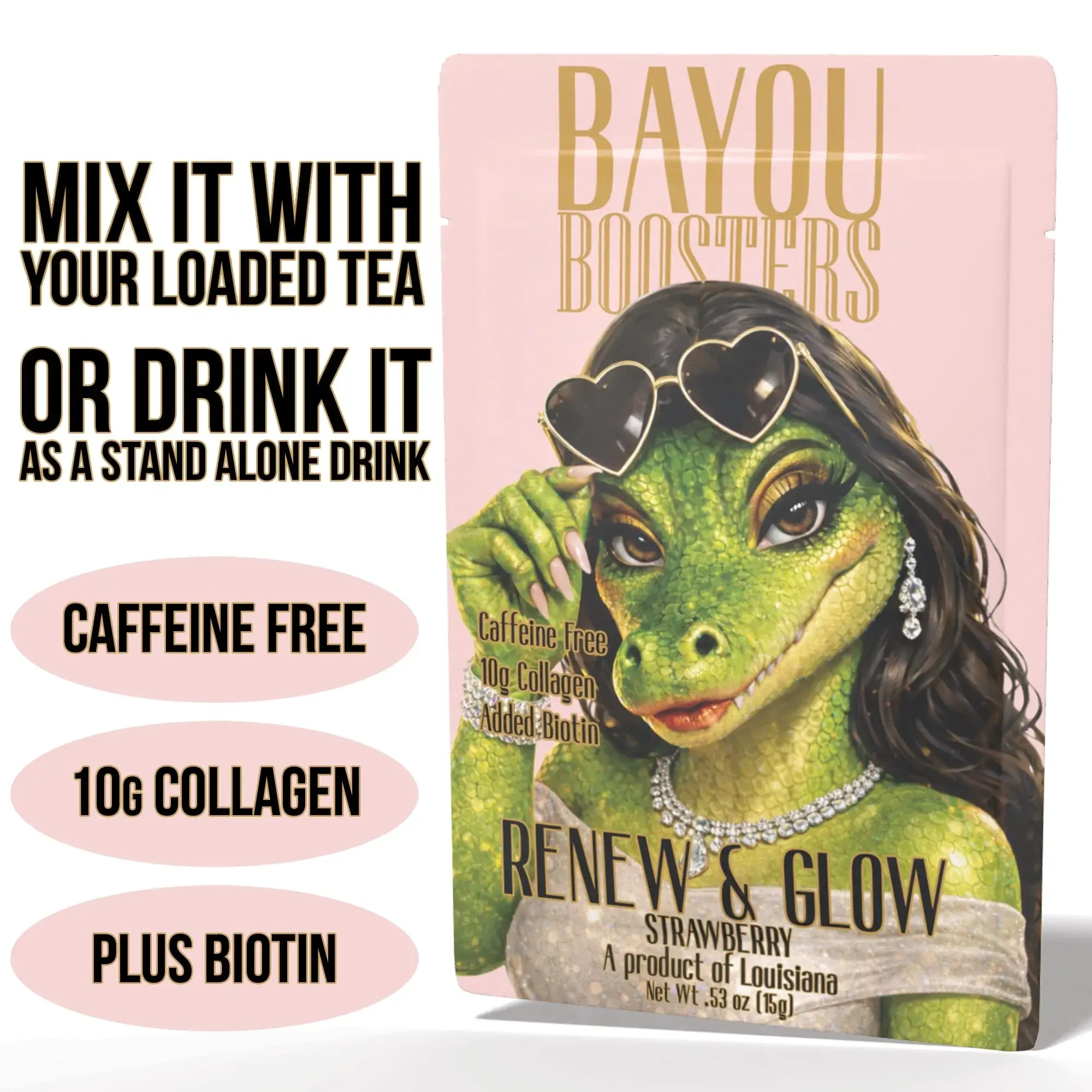 Bayou Boosters – Renew & Glow (Strawberry, Caffeine Free) Kajun