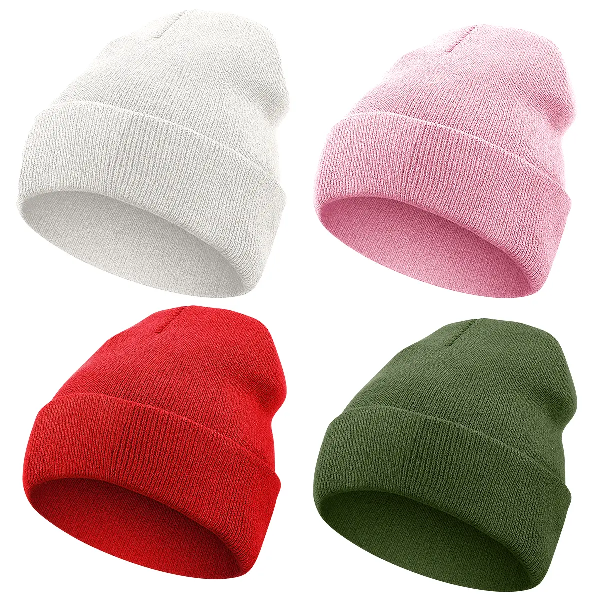 COZOME 2 or 4 Piece Fisherman Beanie for Men Hat Short Knit Cuff Beaniess Trawler Beanie Watch Hat Roll up Edge Skullcap Unisex