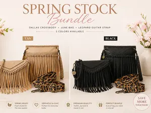 [NEW] Ampere Creations [Limited Bundle] SPRING STOCK - Dallas Fringe Crossbody andJune Fringe Tote Crossbody Vegan Leather Chic Bag Daily Commuter with Cherry Fashion Charm outdoorfun