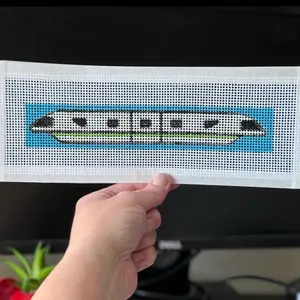Monorail Hand Painted Needlepoint Canvas - 12 Point Canvas