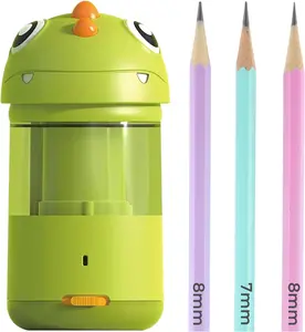 Electric Cute Pencil Sharpeners for 7-8mm Colored Pencils, Fully Automatic Dinosaur Pencil Sharpener, Auto in & Out, Rechargeable Hands-Free USB Sharpener for  Students Classroom School Office