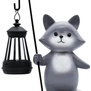 Garden Statue Fox, Solar LED Light, Outdoor Decor for Yard, Patio & Balcony, Woodland Animal Gift, Handmade