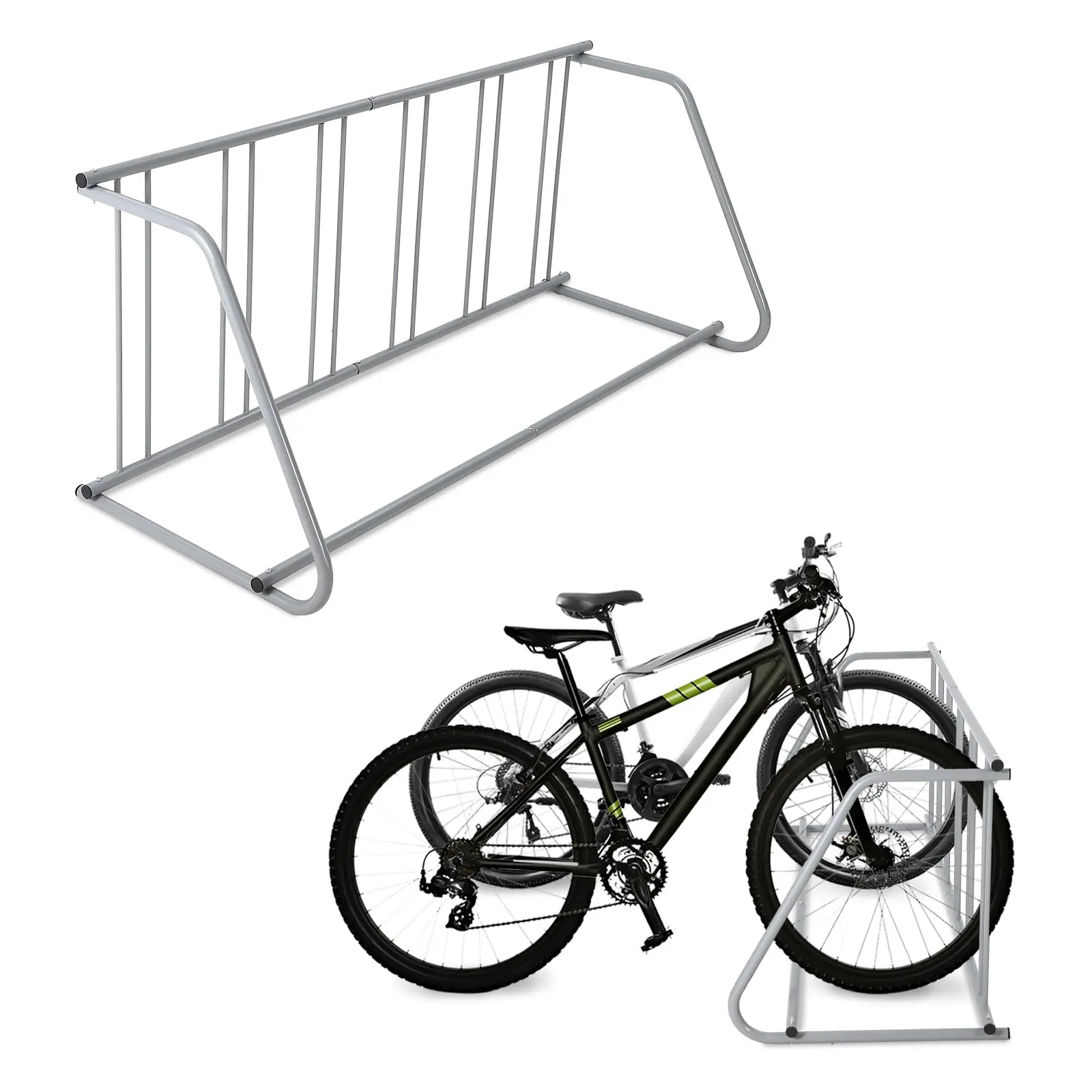 Garvee Heavy-Duty Freestanding and In-Ground Bicycle Floor Racks with Grid Design for Garages, Streets, Yards, and Bike Events; Available in Single and Double Side Options, Accommodating 5 to 12 Bikes, Various Lengths and Colors