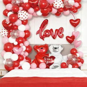 Valentine's Day Balloon Party Decoration Set (114 pieces), suitable for proposals, wedding decorations, anniversary parties, and other occasions.