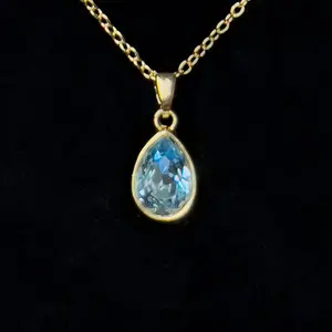 March 18K Gold Plated Necklace with Genuine Swarovski Crystal Birthstone Pendant