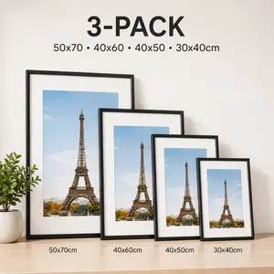 50x70cm 30x40cm 3 pcs Black Aluminum Picture Frames Modern Metal Poster Frames for Wall Art, Gallery Wall Decor, Thin Minimalist Photo Frames with Plexiglass for Living Room Bedroom Office Home Decor