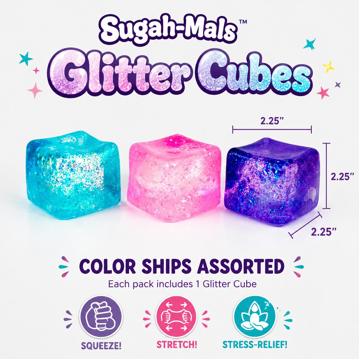 Sugah-Mals Sensory Squishy Collection - Slow-Rise Stress Ball Fidget Toys: Ice, Glitter & Gummy Orbs with Soft Maltose Texture