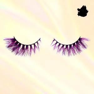 Minni Girl 18mm Pink Blended Colored Lash Strips Soft Black Cotton Band, Luxury Casing, Glue-On & Magnetic Options, Free Spoolie Included | Perfect Halloween Lashes Colorful