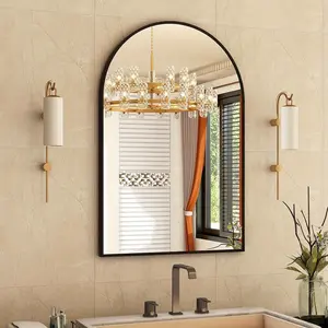 New Arched Decorative Mirror - Sturdy Metal Frame Elegant Vanity Mirror Versatile Dresser Mirror - Perfect for Bathroom Decor Suitable for Living Room Bedroom and Entryway Use Ideal for Mantle and Wall Installation