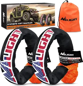 Nilight UHMWPE Fiber High-Strength Load-Bearing Synthetic Soft Shackles, 2PCS 1/2 in x 24 in with Extra Sleeves, 56000 LBS Breaking Strength, Car Accessory for Vehicle Off-Road Towing