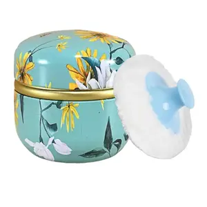 Body Powder Puff and Container, 3.35" Portable Dusting Powder Container with Soft Puff Loose Powder Case Box Jar with Lids for  Women Home and Travel Use