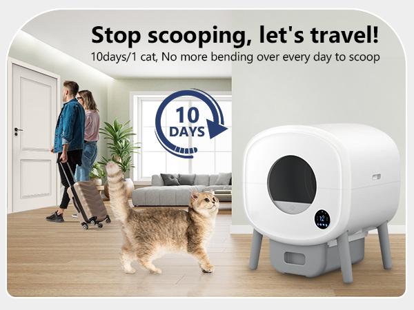 Self-Cleaning Cat Litter Box Automatic Self Cleaning Litter Box for Multiple Cats with Safety Protection and App Control