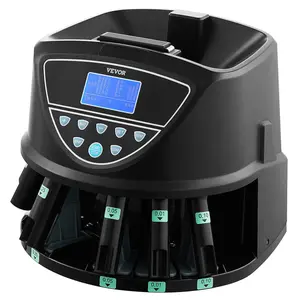 Father's Day Gift VEVOR Upgraded Coin Counter & Sorter, Coin Sorter and Wrapper Machine with Intuitive Display, Change Counter for USD Coins 1¢ 5¢ 10¢ 25¢ $1, Sorts up to 300 Coins/Min, with 5 Coin Tubes and 5 Trays