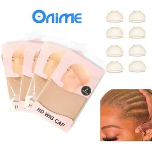 [Onime] HD Wig Cap, One pack 2 Pieces Invisible and Sheer Breathable Ultra-thin Stretchy Stocking Caps for Lace Front Wigs