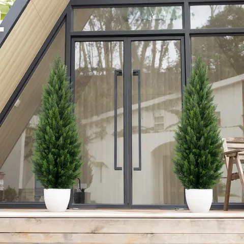 Premium Artificial Cedar Tree 2FT-6FT, Lifelike Faux Juniper Potted Plant for Indoor Outdoor Home Decor, Front Porch, Entryway, Fireplace & Christmas