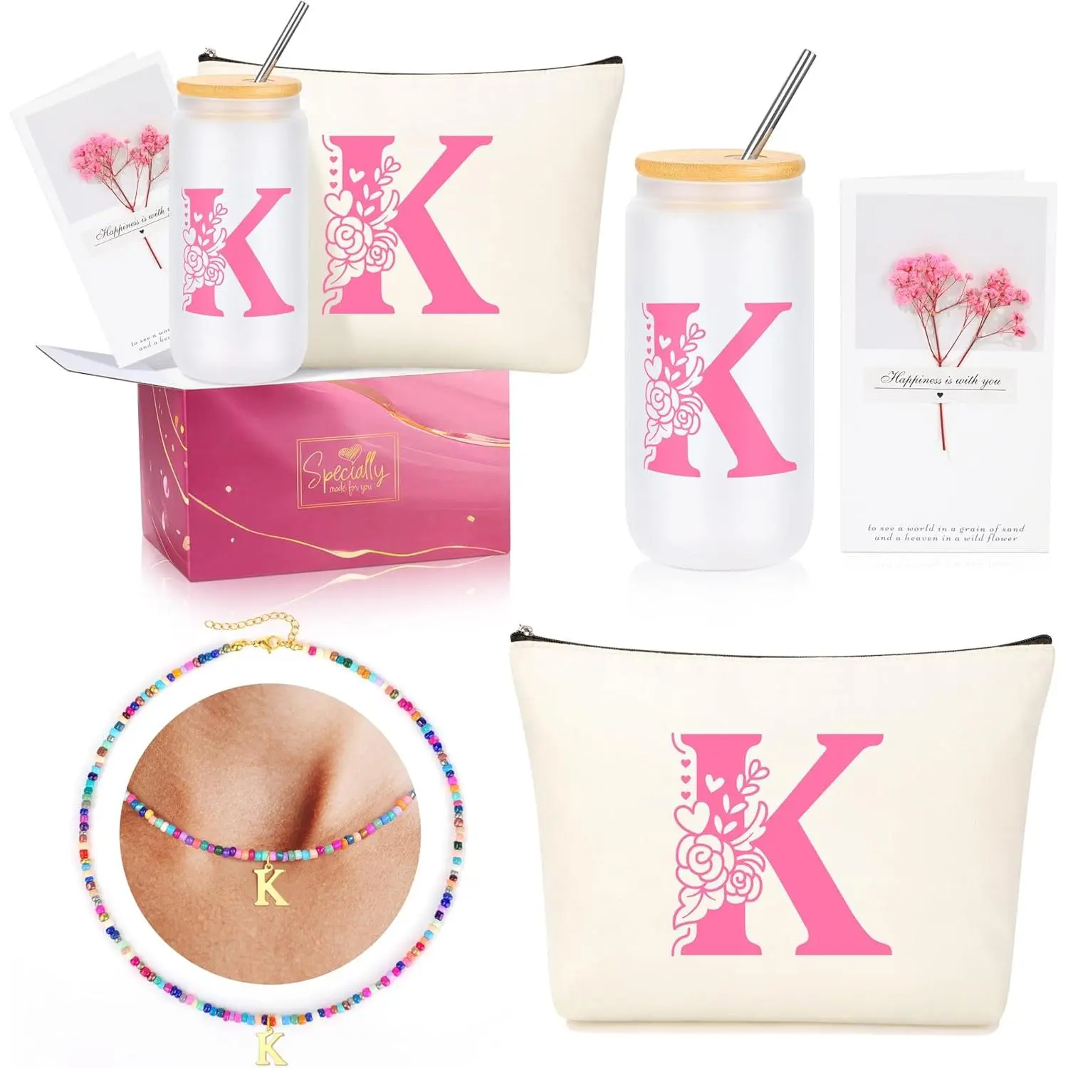 Teen Girl Gifts Trendy Stuff, Easter Christmas Valentine's Day Birthday Gifts for Teen Girls Pink Initial K