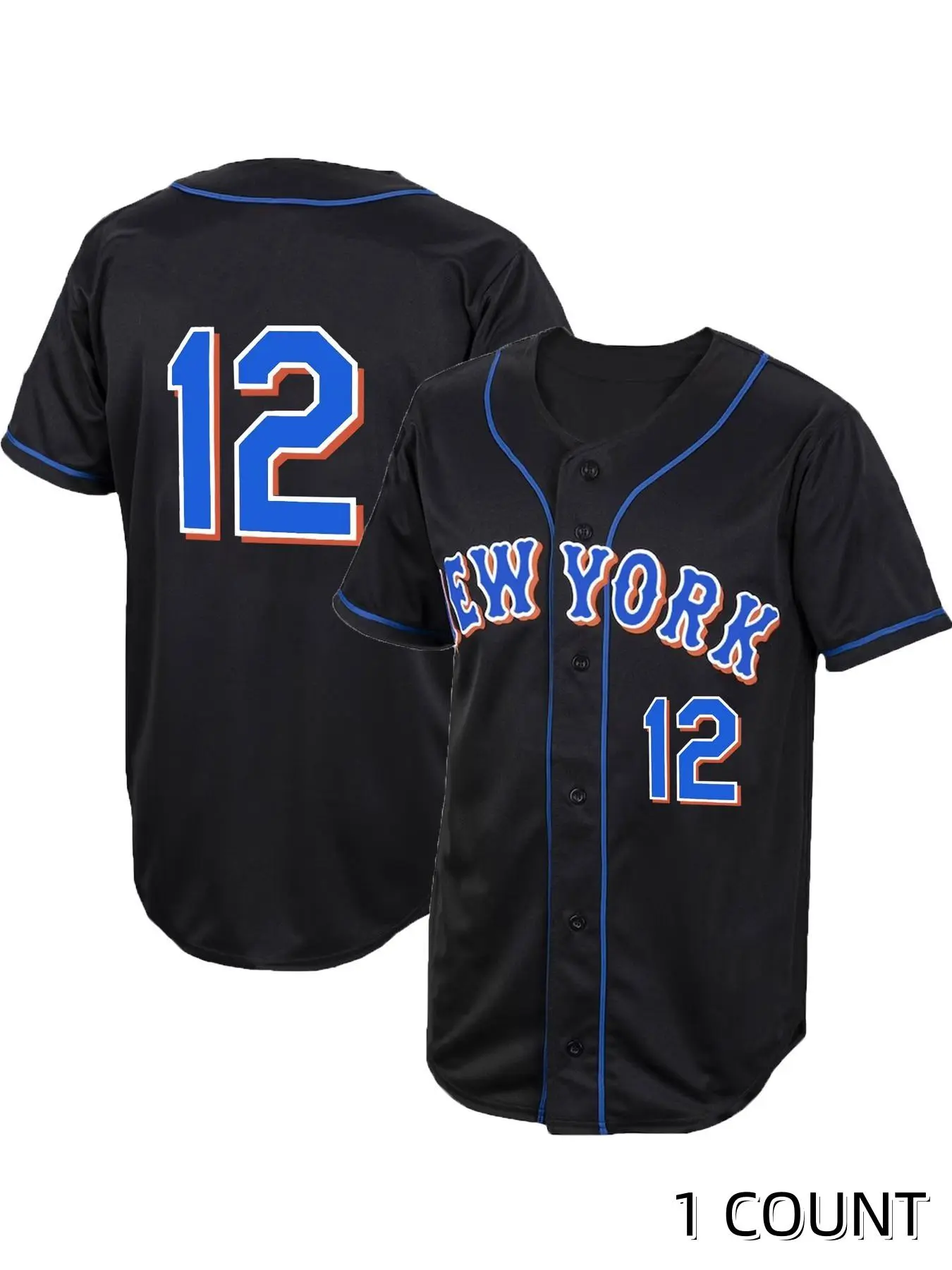 Men's Letter & Figure Patched Button Front Baseball Jersey, Sports Style Jersey, Casual Loose Short Sleeve V-Neck Baseball Top for Fall & Winter, Basebal Christmas Gifts, Men's Sportswear for Training & Competition, Jersey Shirts, Athletic Tops