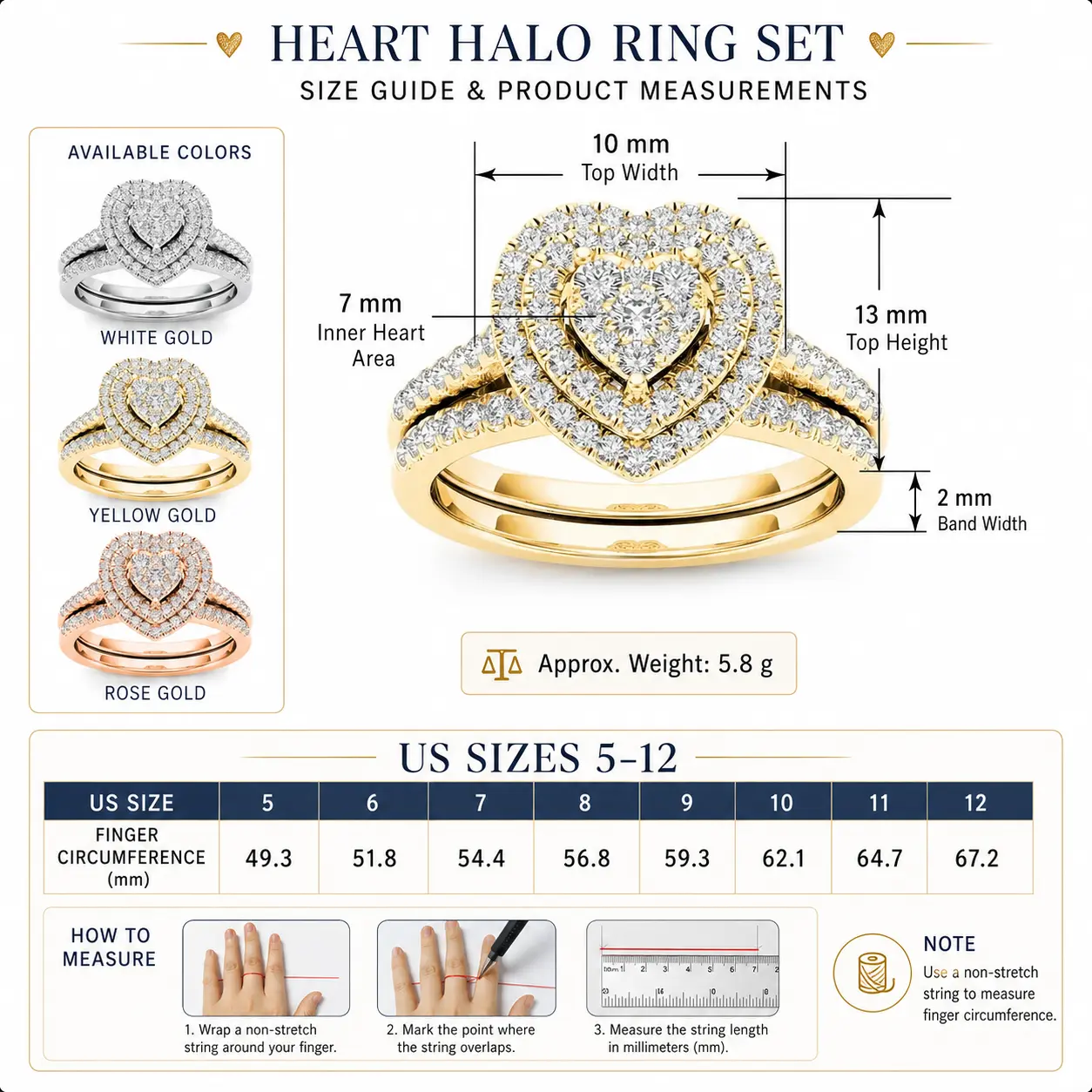 Women's Heart Halo Ring, Elegant Crystal Statement Jewelry, Lightweight 5.8g Metal Band for Daily Wear & Special Occasions, Rings For Women, Female, Sparkling Rhinestone Style, Feminine Look, Double Halo, 5.8 G, Crystal Accents, Daily Wear Jewelry, Comfor