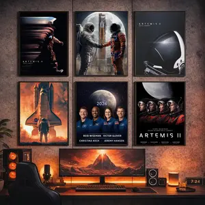The Artemis II Crew Poster NASA Astronauts Reid Wiseman Victor Glover Christina Koch Jeremy Hansen Space Wall Art