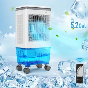 ROVSUN 5.2/7.9/10.5/13.2/15.8Gal Portable Swamp Cooler,Evaporative Air Cooler with Auto Oscillating, Remote, 3 Speeds, 7.5H Timer & 4 Ice Packs, 3-IN-1 Humidifying Cooling Fan Indooor Outdoor Patio Garage