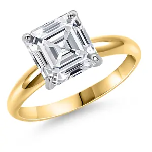 Gem Stone King 5.00 Ct IGI Certified Lab Grown Diamond 14K Two-Tone Gold Solitaire Engagement Ring for Women | Asscher Cut | D-E Color | VS1-VS2 Clarity
