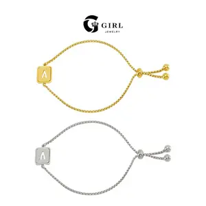 GGIRL Jewelry Adjustable Beaded Bracelet with Hollow Matte Initial Charm 18k Gold Plated Stainless Steel Bracelet Also Uncoated Versions Available Fashion Jewelry Gift for Holiday Haul Christmas Birthdays Anniversaries