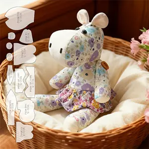 12pcs/set Hippo Making PET Sewing Template DIY Hippo-Shaped Doll Making Template Handcrafted Sewing Tool Template Handmade Decorations Birthday Holiday Gifts, Includes English Making Instructions, Ideal for Crafting Enthusiasts, Sewing Supplies Crafts