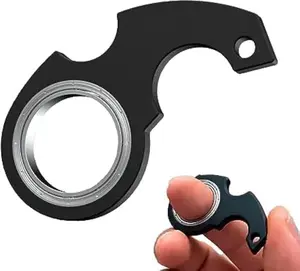 Black Keychain Spinner Fidget Ring Toy,Keychain Spinner Fidget Ring Metal Key Chain Ring Type Toy for Man Women and Kids Fidget Spinners Portable Relaxation Stress Relief Fun