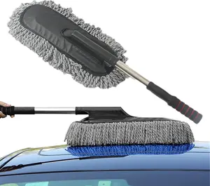 Soft Microfiber Car Duster Cleaning Brush with 16'' Extendable Handle, Car Exterior Brushfor Car, Truck, SUV, RV and Motorcycle