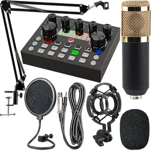 Professional Audio Live Sound Card Mixer with Bluetooth Voice Effects Computer Audio Mixer for Live Streaming Podcasting Gaming Podcast Equipment Audio Mixer Kit