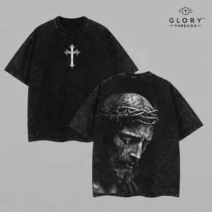 Jesus Christ Cry Washed T-Shirt, Jesus Cry Tee, Jesus Tshirt , Cross Tee, Christian Apparel Streetwear Menswear Oversized Top Men and Women